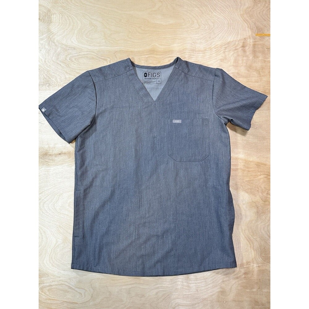 Figs Technical Collection Men's Extra Small Chisec Three-Pocket Scrub Top Gray
